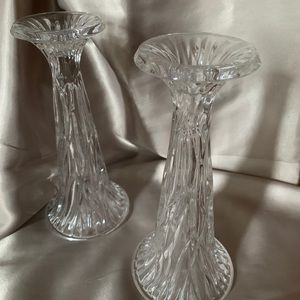 Pair of Vintage Versatile Glass CandlesticksVases